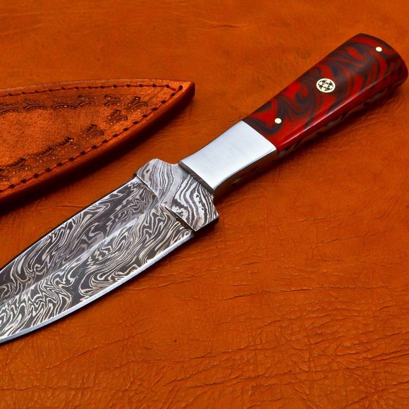 10" Handmade Damascus Hunter Knife Double Edge - Picture 2 of 16